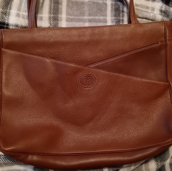 Gucci | Vintage Brown Leather Tote Work Bag Laptop Bag Handbag - Picture 3 of 16